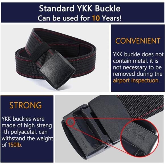 Men's Nylon Work Belts - Breathable Webbing Canvas Belt with Plastic Buckle - Picture 3 of 7
